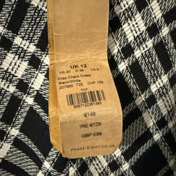 NWT Phase Eight  Elise Check Asymmetric Dress Size 8 - Picture 3 of 6